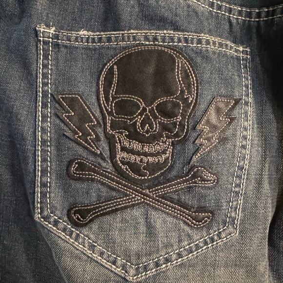 Vintage Ecko Ultd Jeans Mens 42x32 Baggy Y2K Skull Patch Street Retro Grunge - Picture 5 of 10